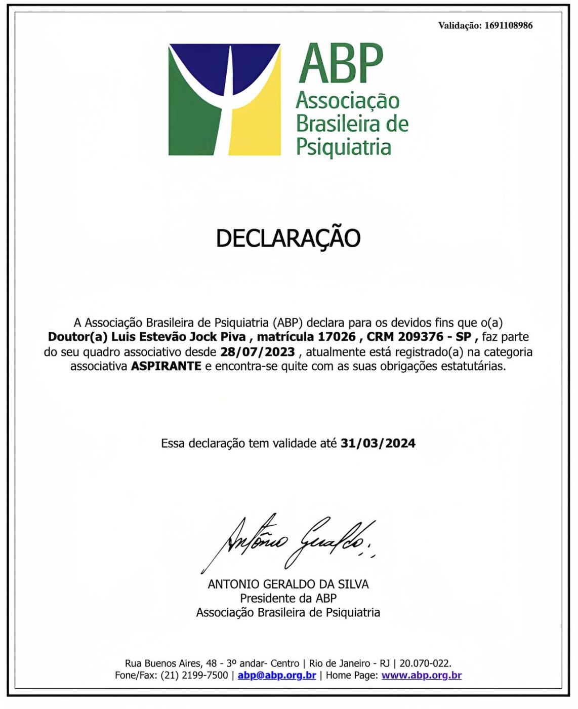 Dr. Luis Estevão Jock Piva