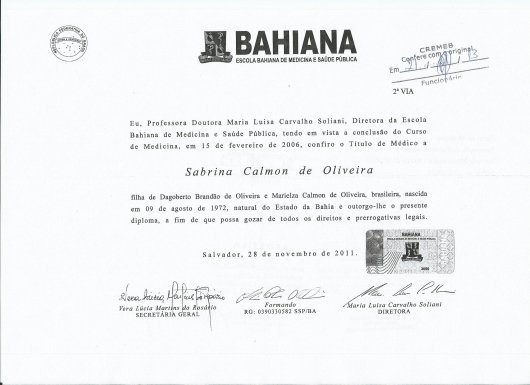 Dra. Sabrina Calmon de Oliveira