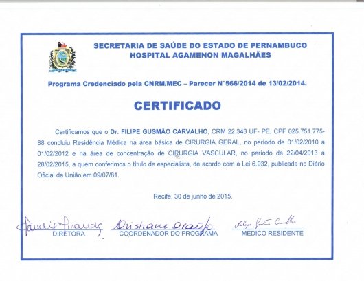 Dr. Filipe Gusmão Carvalho